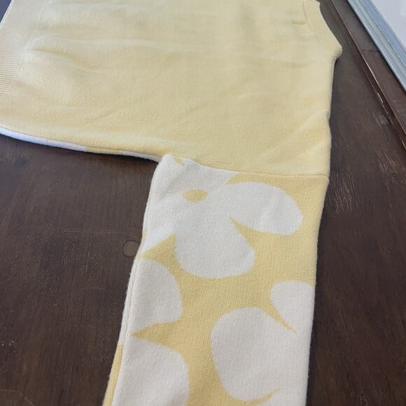 Luna Ivy Daisy Croquette Cottage Preppy Cozy Casual Cropped Sweater Sz S Yellow - Picture 14 of 14